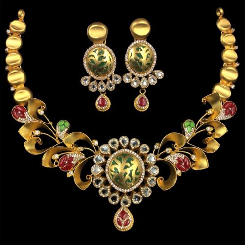 Antique Ethnic Hand Crafted Kundan Gold Necklace Set