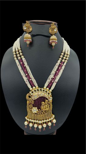 Long Wedding Gold Temple Necklace, Purity : 22 Carat