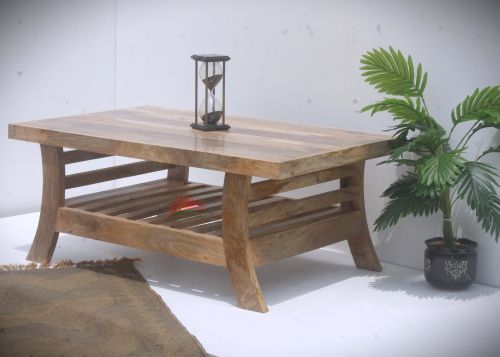 Plain Polished Solid Mango Wood Coffee Table 110X70X45 CM