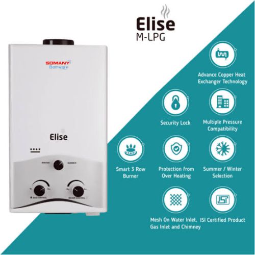 Somany Elise M LPG Gas Geyser, Capacity : 6Ltr