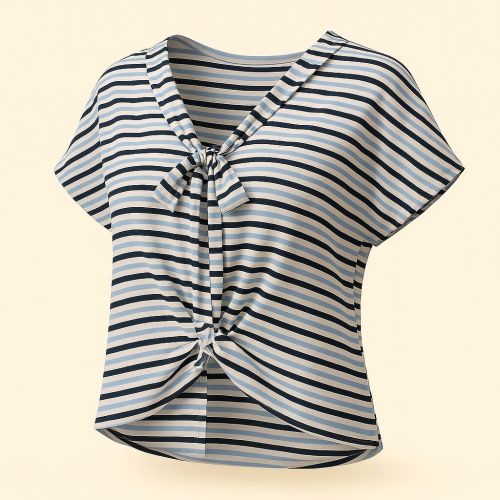 Nylon Striped Fashionable Ladies Top Casual Wear M