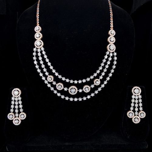 Metal Alloy Designer Lab Grown Diamond Necklace Set