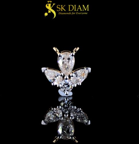 Metal Polished Floral Design Lab Grown Diamond Pendant