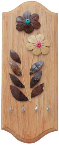 Flower Key Chain Holder in Coconut Shell Handmade