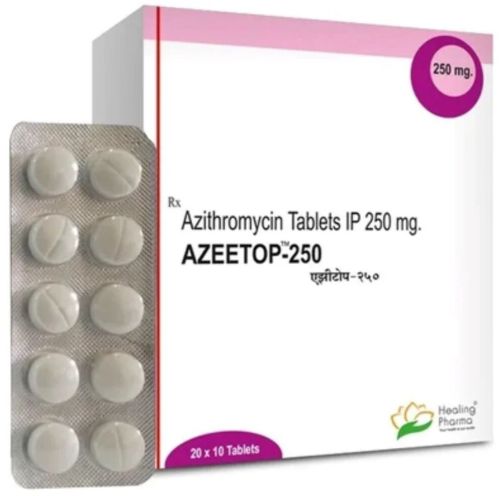 Azeetop 250 Azithromycin Tablets, Color : White