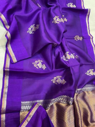 Elegant Boota Work Silk Saree, Color : Purple ( Base )