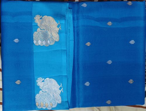 Katan Border Organza Silk Saree Casual, Festive