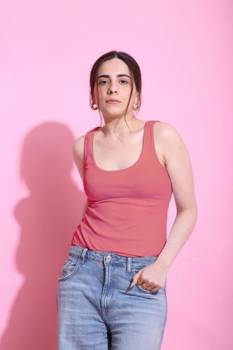 Scoop Classic Tank Tops, Pattern : Rib Knit