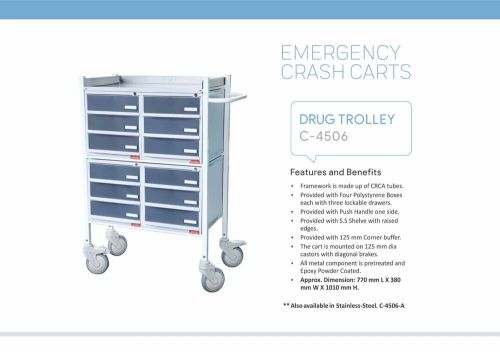 Carevel C 4506 Drug Trolley, Shape : Rectangular