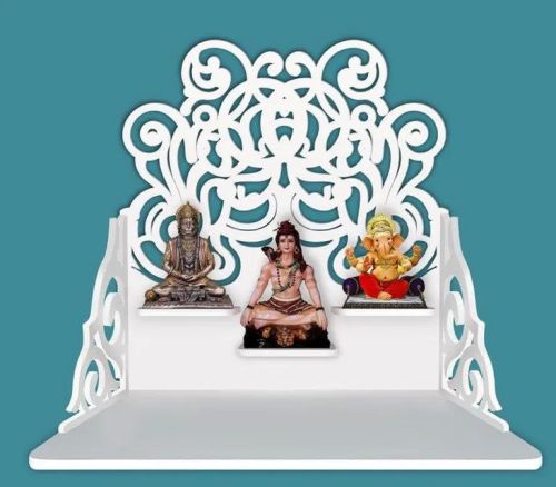 Carved Polished Jali Pettern Whtie Wooden Temple, Color : White