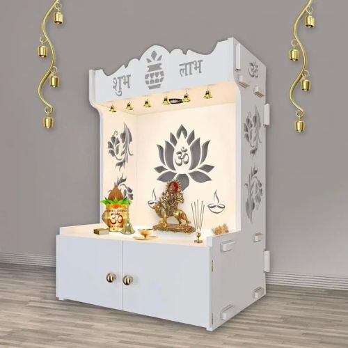 Carved Polished Trendy Whtie Wooden Temple, Color : White Antique