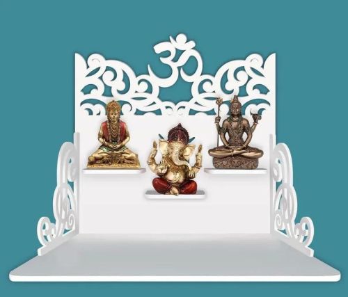 Carved Polished Wall Mounted Whtie Wooden Temple, Color : White