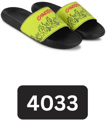 4033 Neo Green Black Printed Men Slider