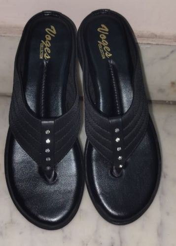 Voges Black Flat Ladies Sandal, Packaging Type : Box