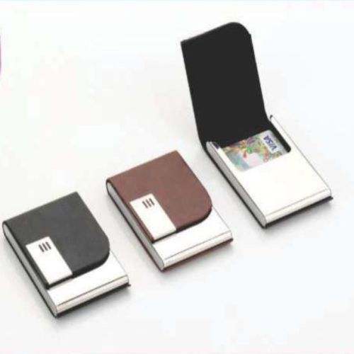 Genuine Leather Card Holder with Stainless Steel Magnetic Closure