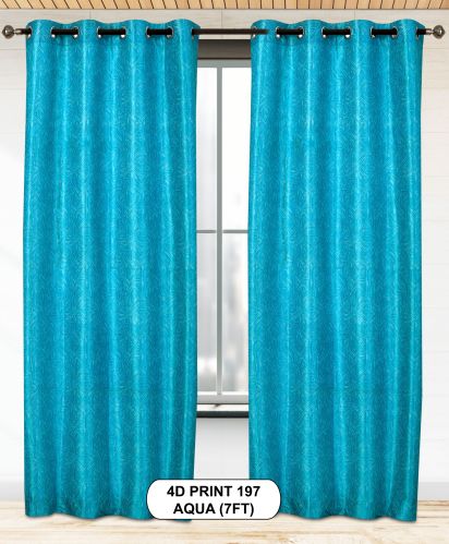 Polyester 4d Print 197 Aqua Window Curtains for Hotel, Hospital, Home