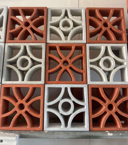 Painted Square RCC Wall Grill, Color : Grey & Red