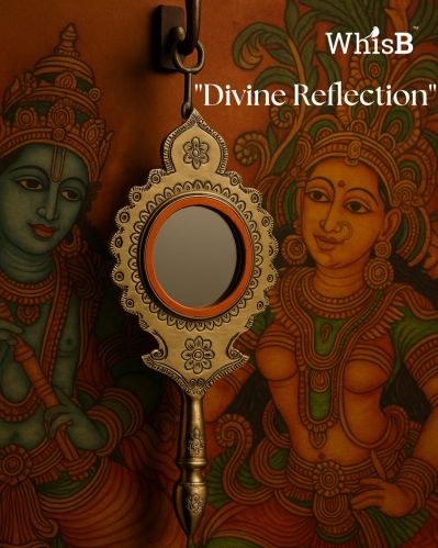 Whisbdecor Polished Aranmula Kannadi Mirror With Hanging Hooks