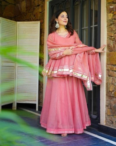 RST-001 Ladies Shimmering Petal Suit Set with Gota Patti Work