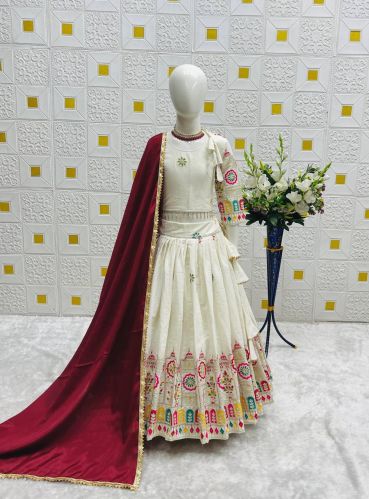RST-037 Pure Cotton Embroidered Girls Wear Lehenga Choli Set
