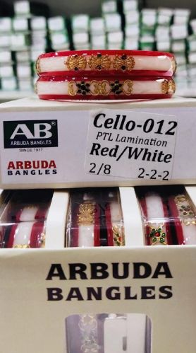 Polished Cello-012 Glass Kada, Color : Red, White, Gender : Female