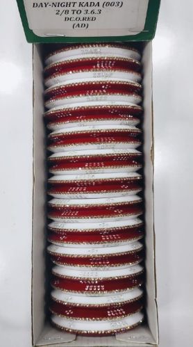 Polished Day Night 003 Opk Glass Bangles, Color : White & Red
