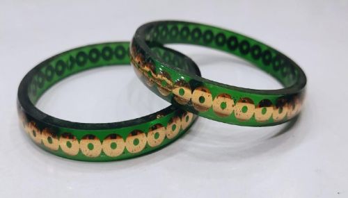 Polished Housefull-102 Opk Glass Kada, Color : Green