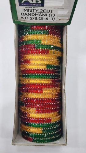 Polished Misty Rainbow Glass Bangles Party Wear, Festive Wear