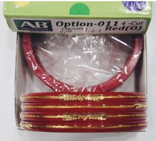 Polished Option Opk Glass Bangles, Color : Red