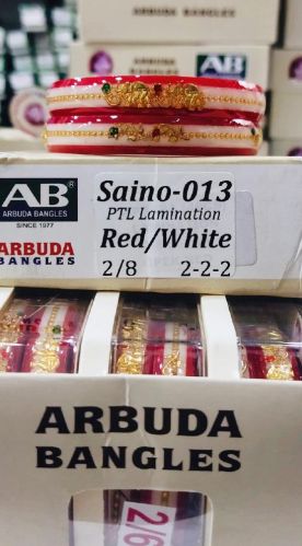 Polished Saino-013 Glass Kada, Color : Red, White, Gender : Female