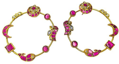 Jadau Circle Hoop Earrings Festive & Wedding Statement Ethnic