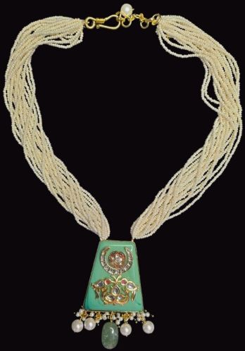 Multi-Layer Pearl Mala with Designer Jaipur Pendant