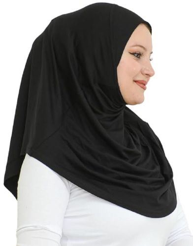 Black Plain Jersey Prayer Islamic Hijab Casual Wear