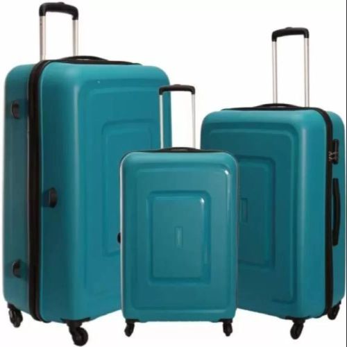 Plain Sky Blue Polyester Travel Trolley Bag, Shape : Rectangular
