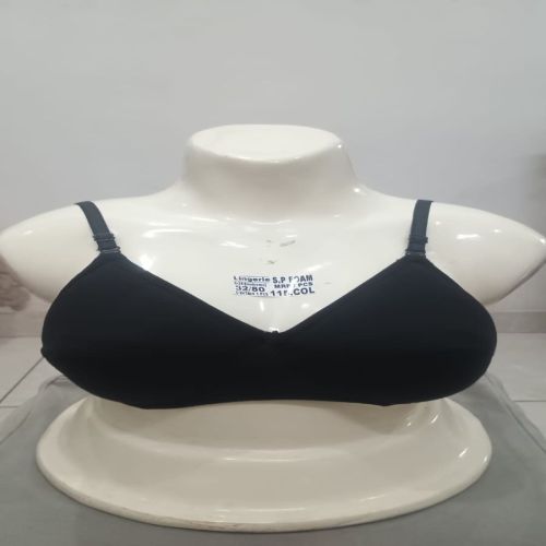 Plain Ladies Cotton Non-Padded Black Bra for Everyday Comfort