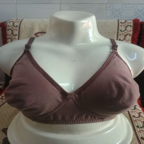 Ladies Plain Cotton Non-Padded Brown Bra for Everyday Wear
