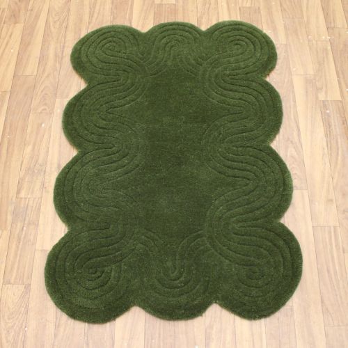 Plush Olive Green Cloud-Shaped Hand Tufted Area Rug