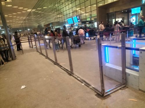 Polished Stainless Steel Glass Railing for Airport, Color : White