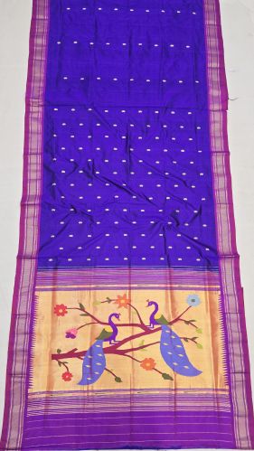 Printed Stitched Fancy Pallu Paithani Saree, Packaging Type : Blue
