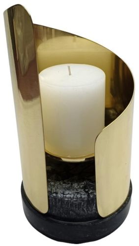 Modern Abstract Black Resin Brass Metal Candle Holder