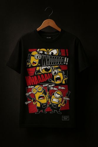 Clothyhour Printed Round Neck Cotton Tshirt, Color : Black M