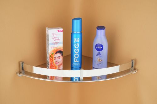 Glass Stainless Steel Corner Shelf for Home Use, Hotels Use