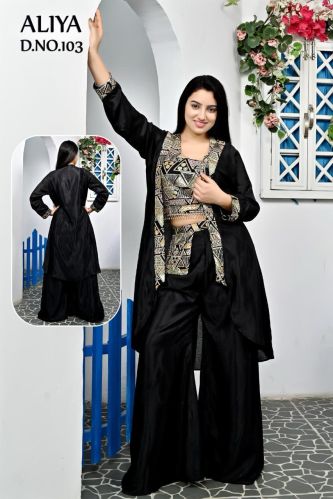 Chinon Embroidered Aliya Cut Top Palazzo Set Party Wear