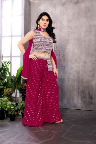 Priyanka D.NO- 123 Embroidered Georgette Palazzo Set