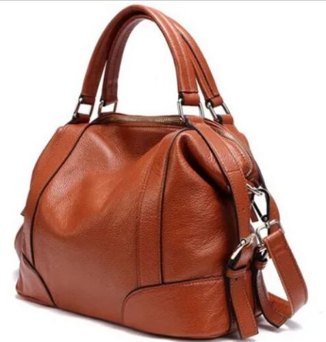 Ladies Brown Leather Handbag Casual Medium for Everyday Use