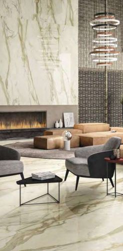 Plain Polished Calacatta Oro Marble Tiles Cut To Size