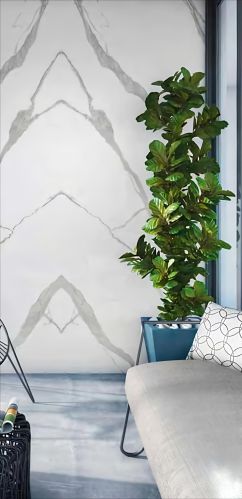 Polished Marble Statuario Bianco Ceramic Wall Tiles Customizable