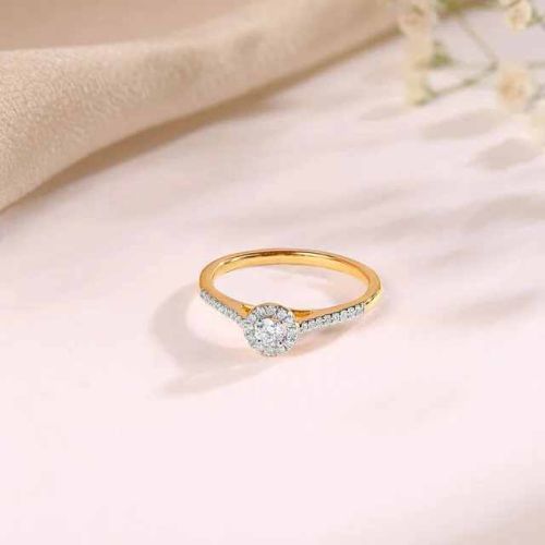 Eternal Halo Gold Diamond Finger Ring, Color : White