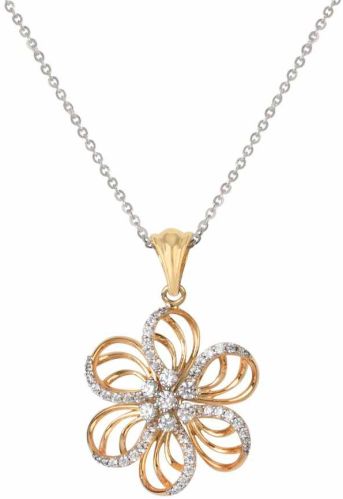 Floral Diamond Gold Pendant, Color : Golden