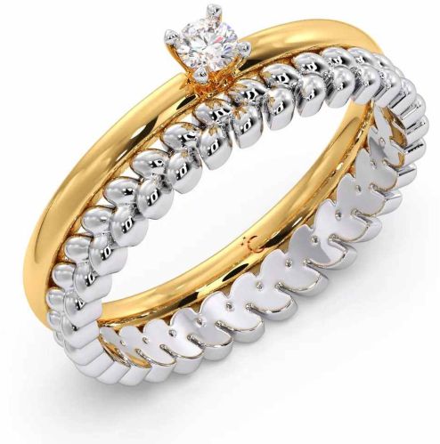Gold Diamond Stackable Ring, Color : White, Gender : Unisex